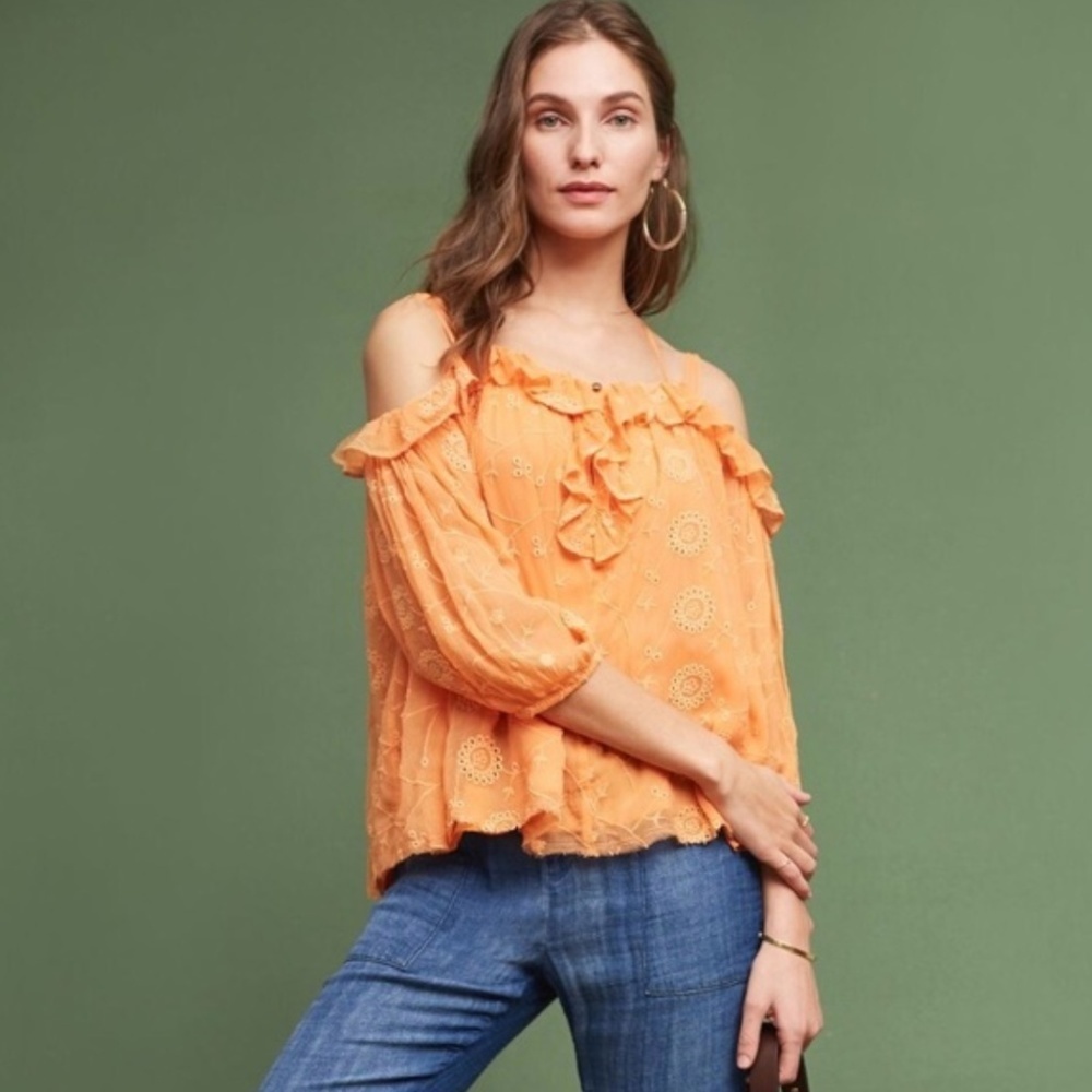 FLOREAT // embroidered ruffle eyelet cold shoulder